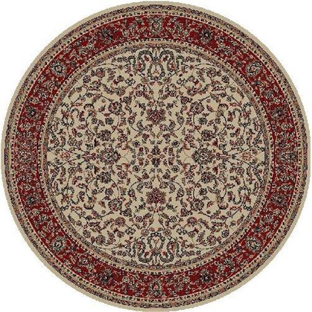 CONCORD GLOBAL 5 ft. 3 in. Persian Classics Kashan - Round, Ivory 20220